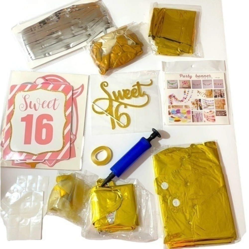 Happy Birthday Sweet 16 Banner decoration set